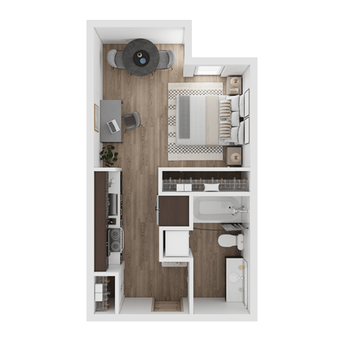 Floor plan for studio, 1 bath, 432 sqft